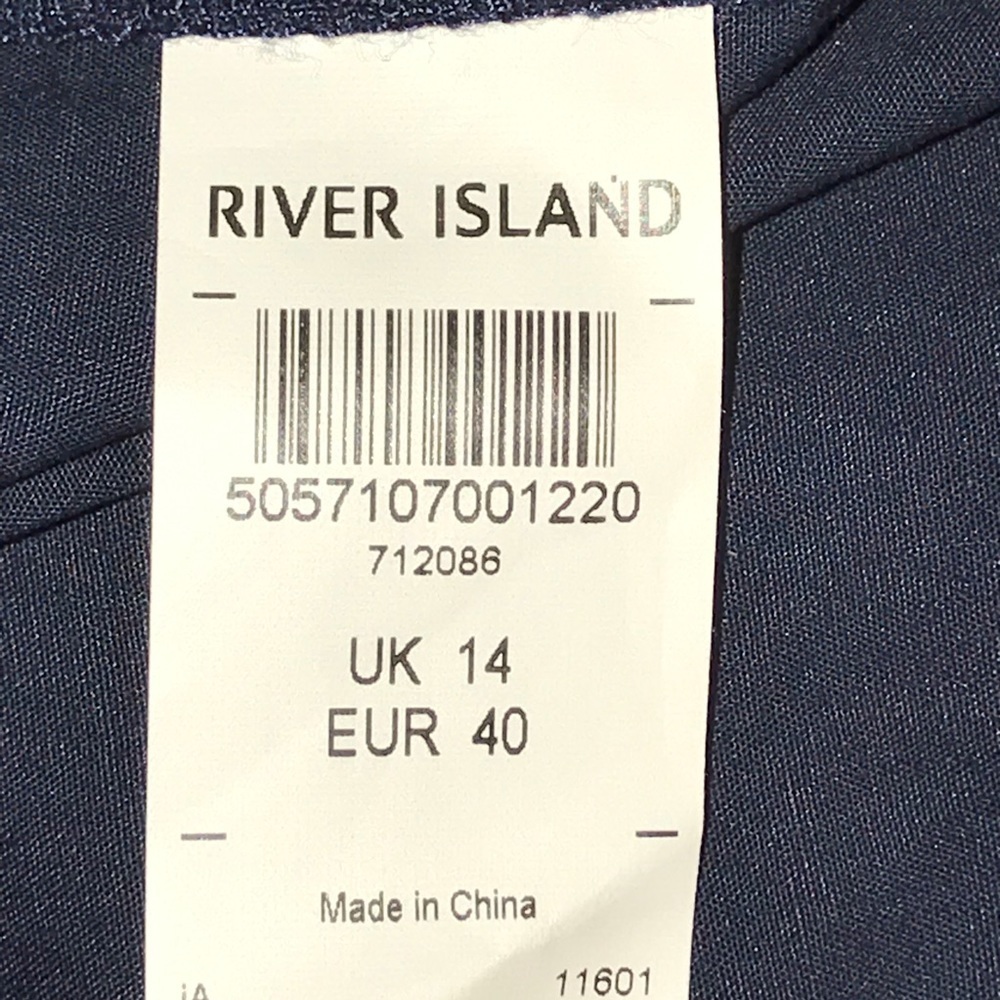 River Island blue ruffle Capri pants size 10 NWT‎ - Picture 7 of 8